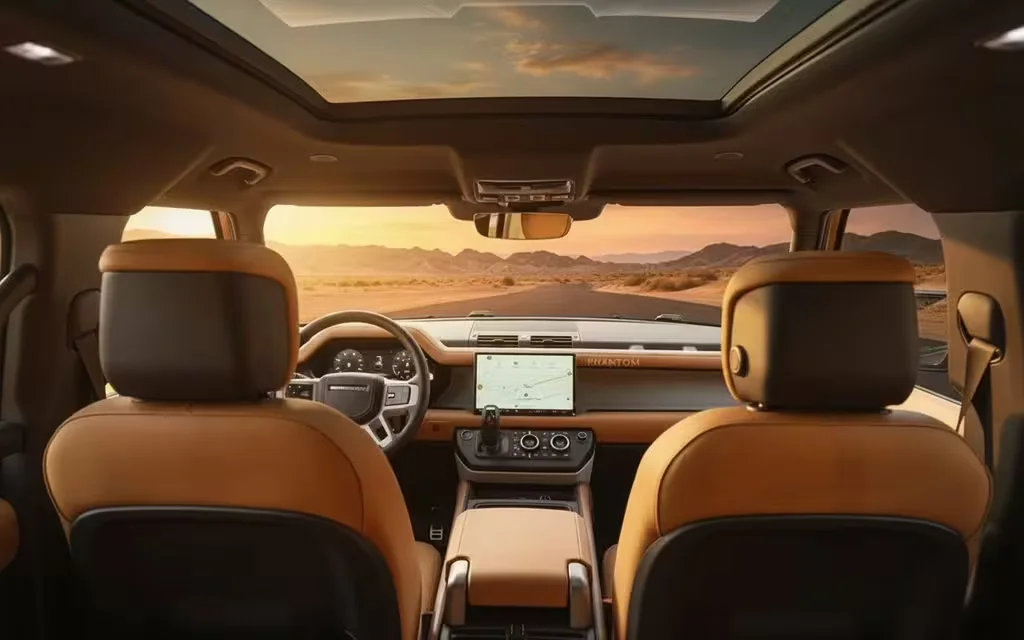LandRover Defender 2023 interior view showing trim – rental in Dubai