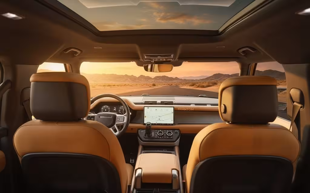 LandRover Defender 2023 interior view showing trim – rental in Dubai