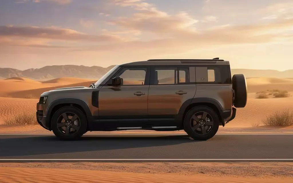 LandRover Defender 2023 Brown side profile – rental in Dubai
