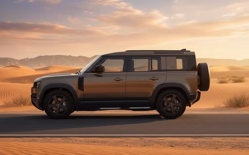 LandRover Defender 2023 Brown side profile – rental in Dubai