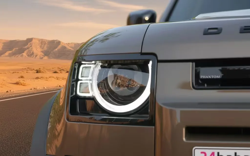 LandRover Defender 2023 Brown front view with headlights – rental in Dubai
