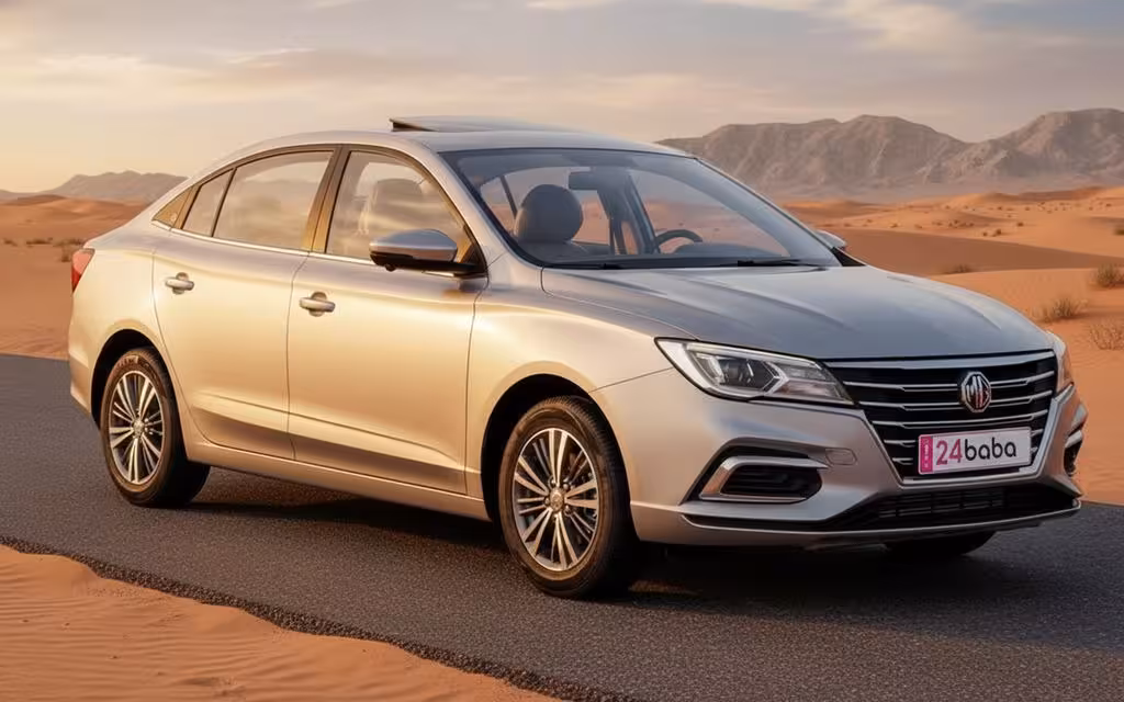 Mg 5 2025 Grey front view with headlights – rental in Dubai