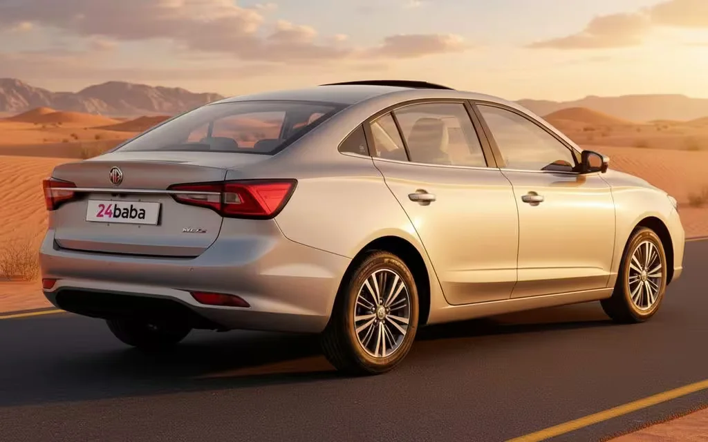 Mg 5 2025 Grey rear view showing taillights – rental in Dubai