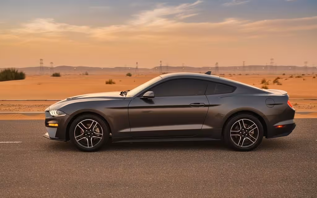 Ford Mustang 2020 Grey side profile – rental in Dubai