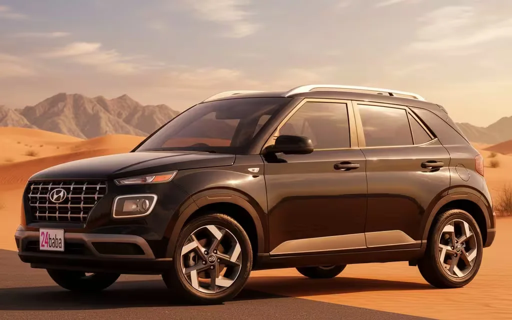 Hyundai Venue 2021 Black side profile – rental in Dubai