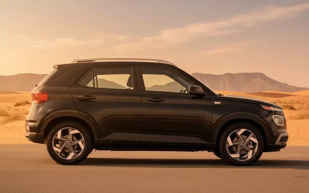 Hyundai Venue 2021 Black side profile – rental in Dubai