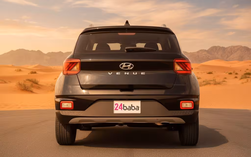 Hyundai Venue 2021 Black rear view showing taillights – rental in Dubai