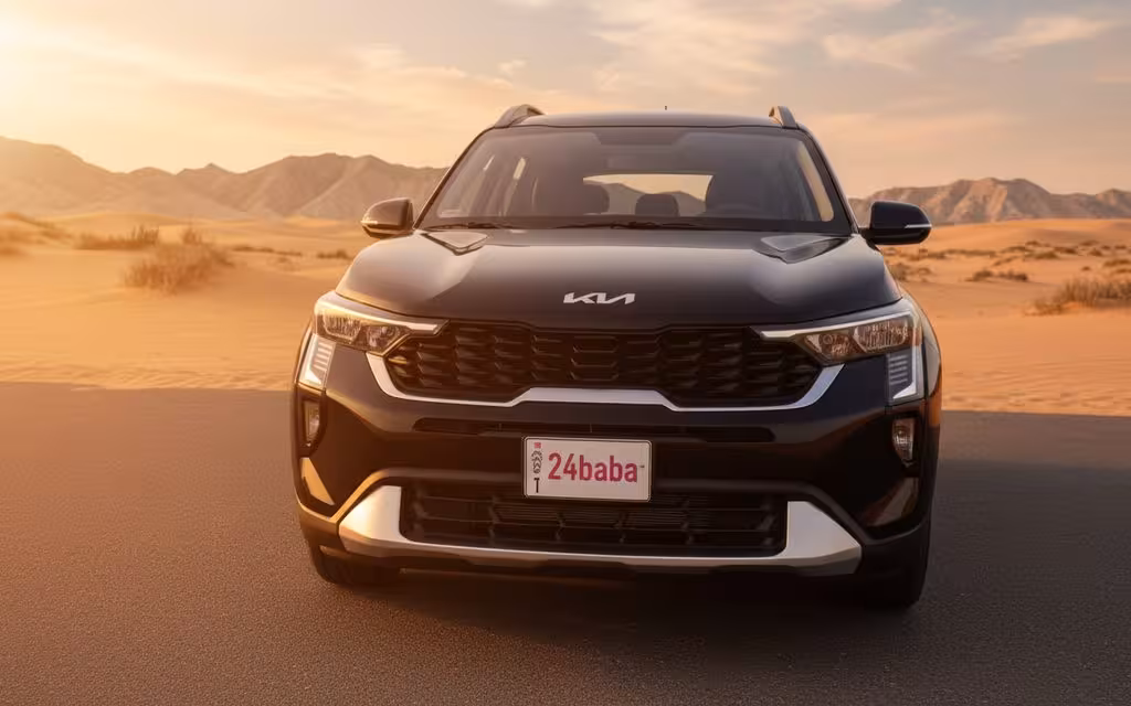 Kia Sonet 2025 Black front view with headlights