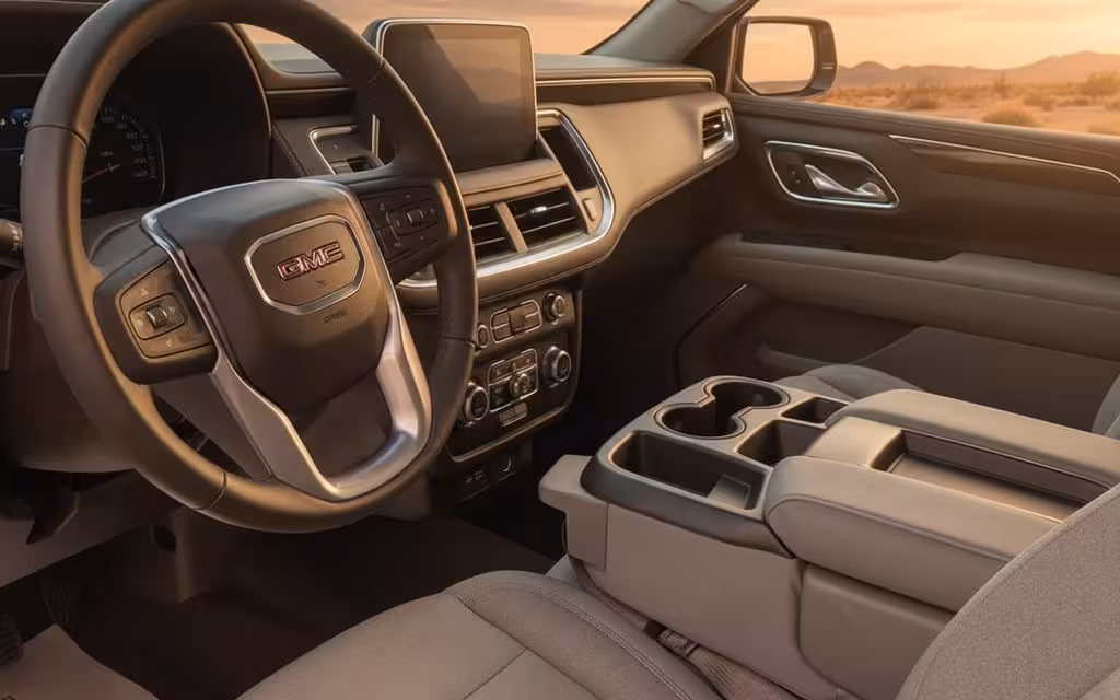 Gmc Yukon 2022 interior view showing trim – rental in Dubai