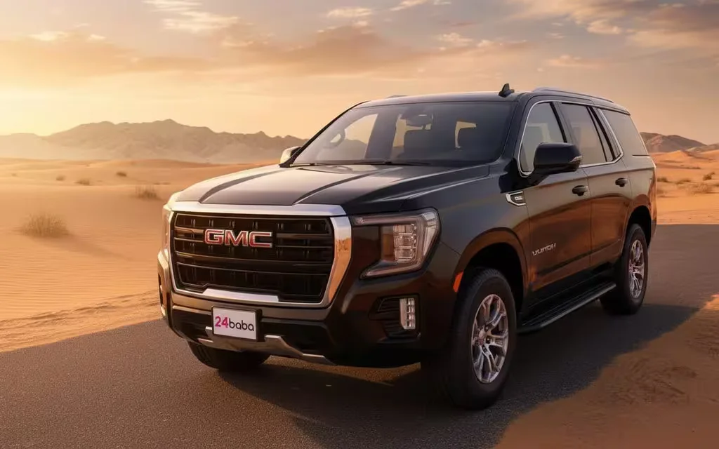 Gmc Yukon 2022 Black parked outdoor scene – rental in Dubai