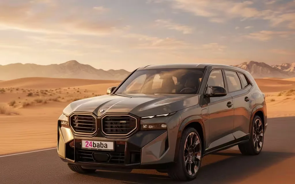 Bmw Xm 2024 Blue front view with headlights – rental in Dubai