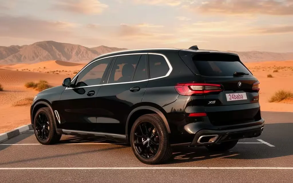 Bmw X5 2020 Black rear view showing taillights – rental in Dubai