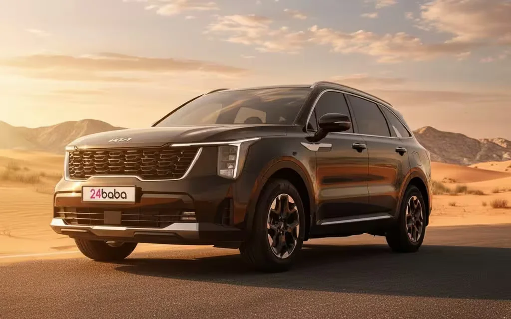 Kia Sorento 2024 Black front view with headlights