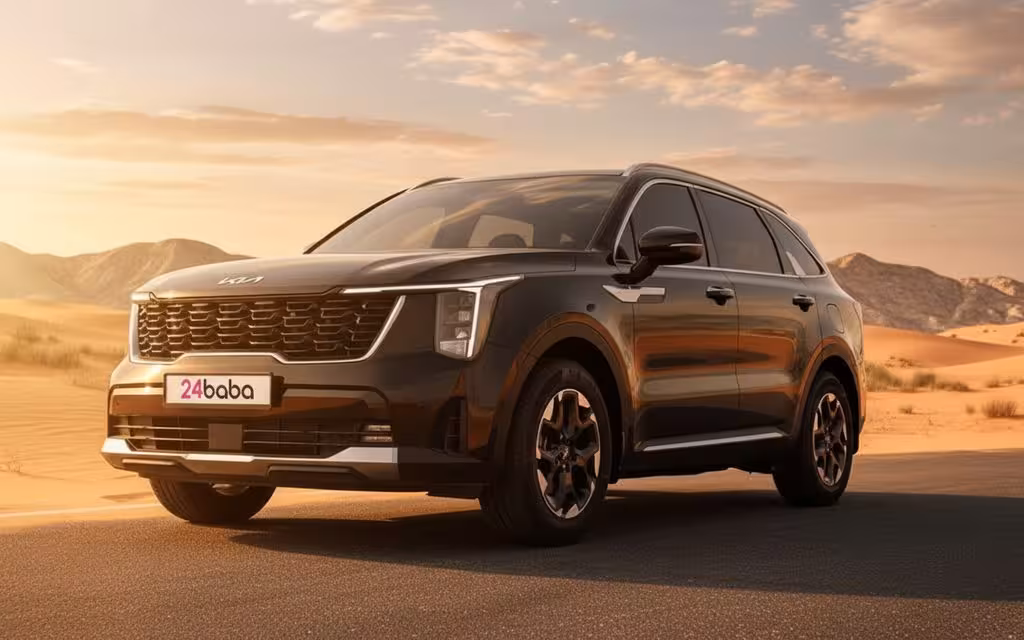 Kia Sorento 2024 Black front view with headlights