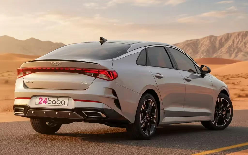 Kia K5 2023 Grey rear view showing taillights