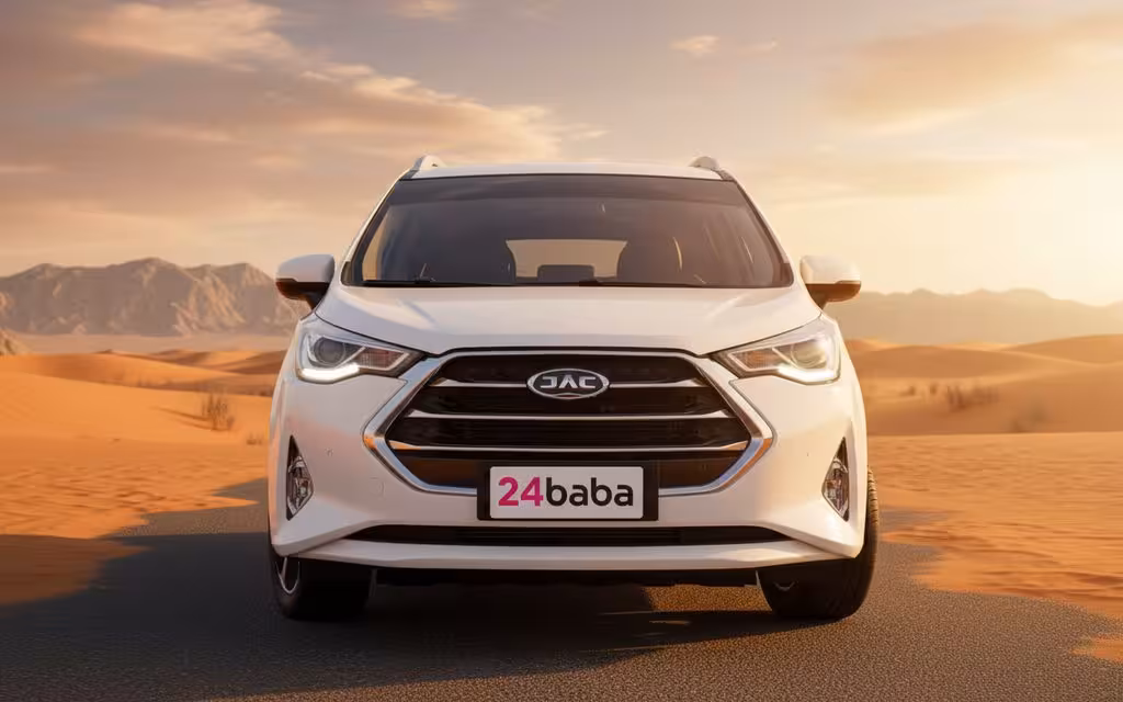 Jac S3 2024 White front view with headlights – rental in Dubai