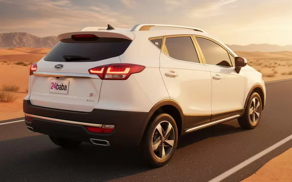 Jac S3 2024 White rear view showing taillights – rental in Dubai
