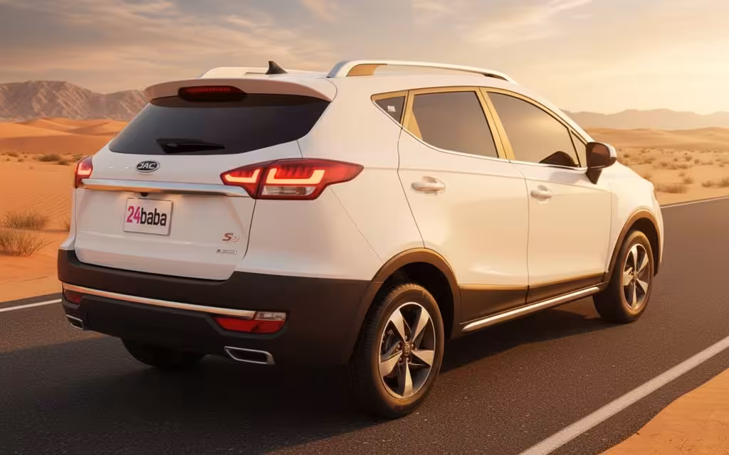 Jac S3 2024 White rear view showing taillights – rental in Dubai