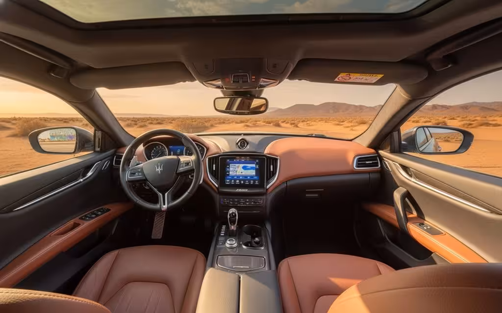 Maserati Ghibli 2021 interior view showing trim – rental in Dubai