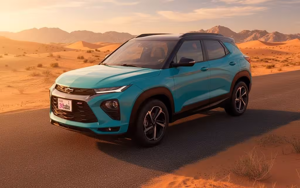 Chevrolet Trailblazer 2021 Blue front view with headlights – rental in Dubai