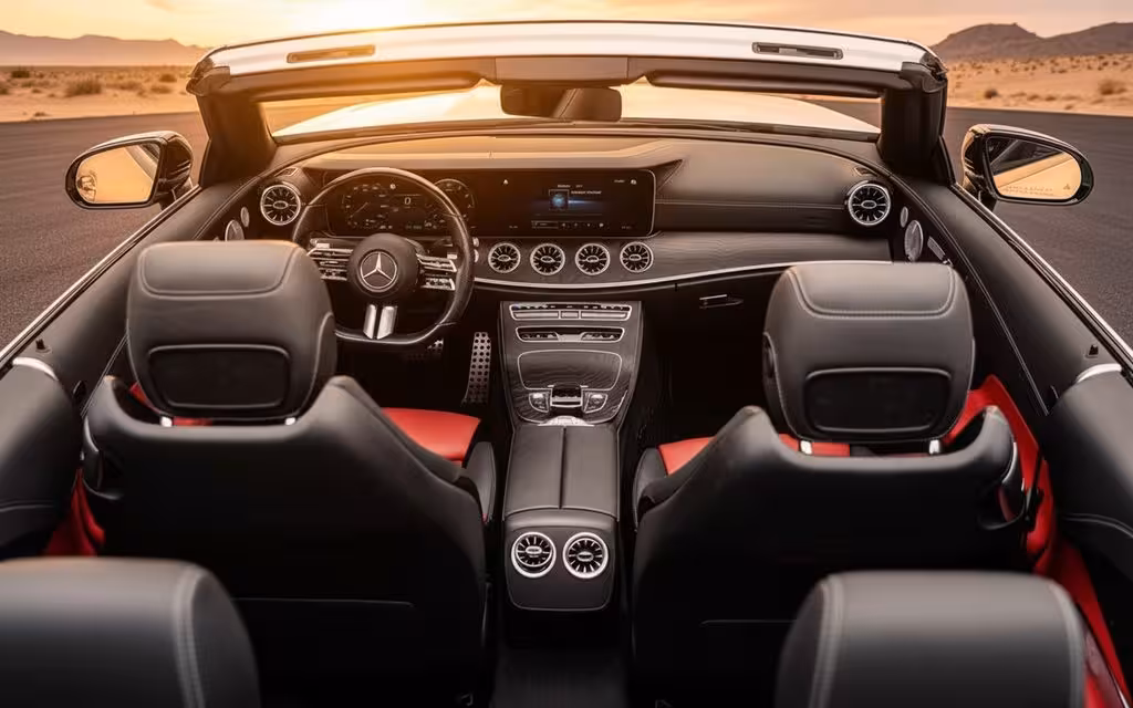 Mercedes E450 2022 interior view showing trim – rental in Dubai