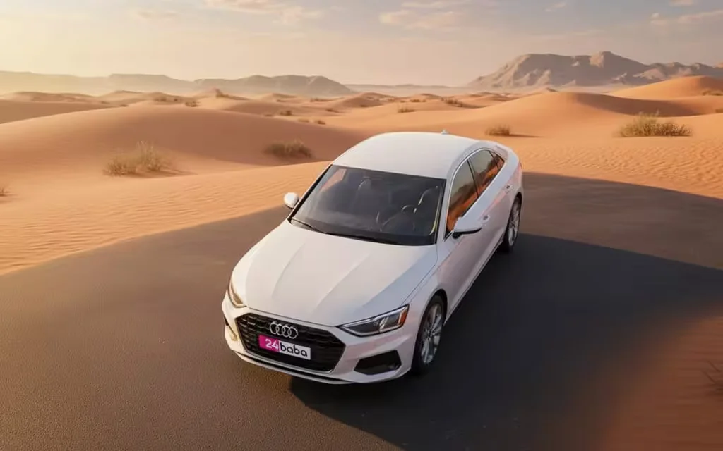 Audi A3 2023 White front view with headlights