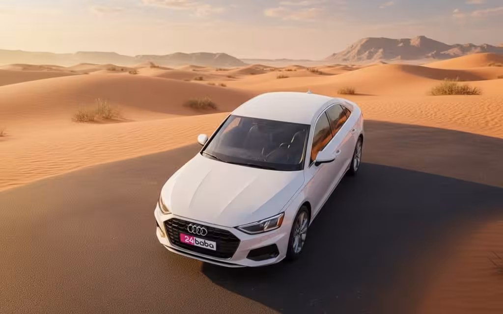 Audi A3 2023 White front view with headlights