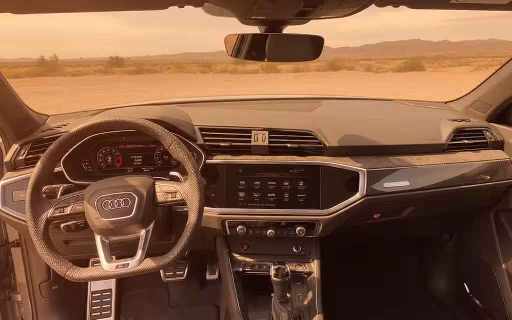 Audi RsQ3 2021 dashboard and infotainment – rental in Dubai