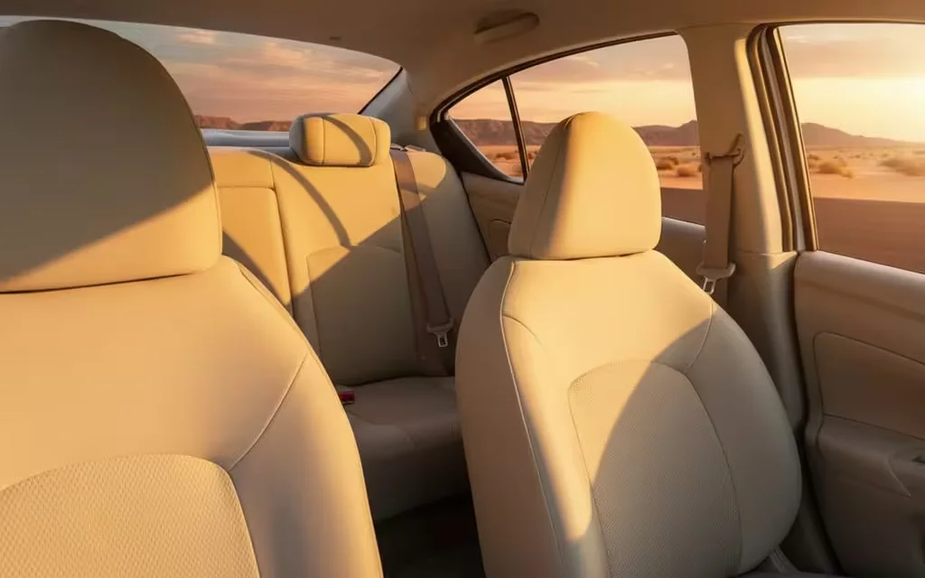 Nissan Sunny 2024 leather seats and cabin – rental in Dubai