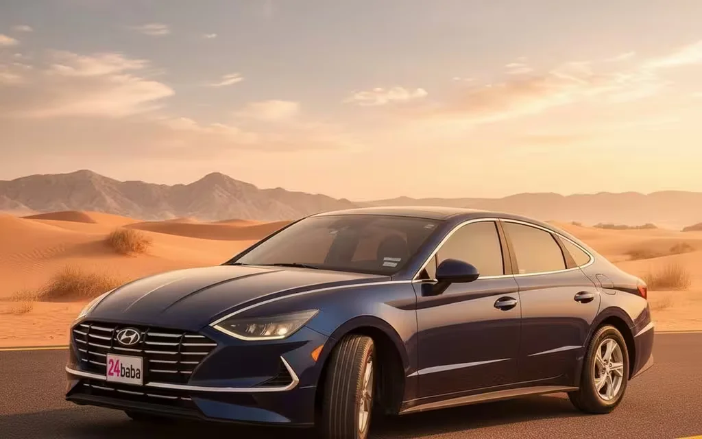 Hyundai Sonata 2021 Blue side profile – rental in Dubai