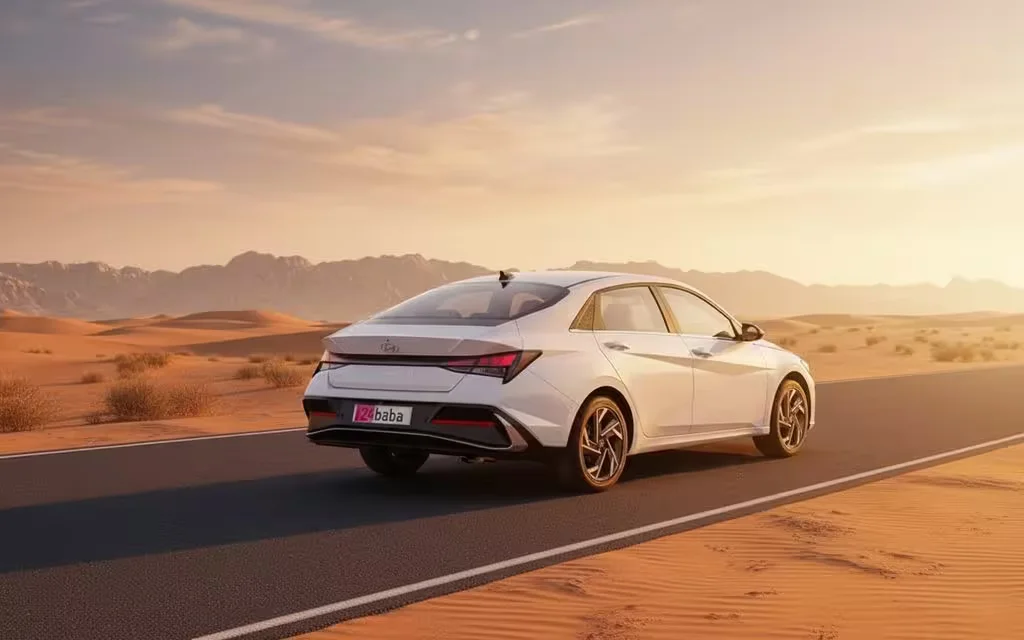 Hyundai Elantra 2025 White side profile – rental in Dubai