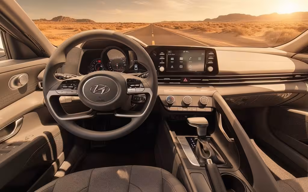 Hyundai Elantra 2022 dashboard and infotainment – rental in Dubai