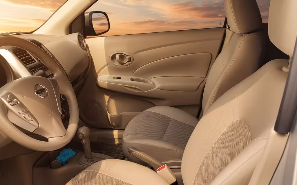 Nissan Sunny 2021 leather seats and cabin – rental in Dubai