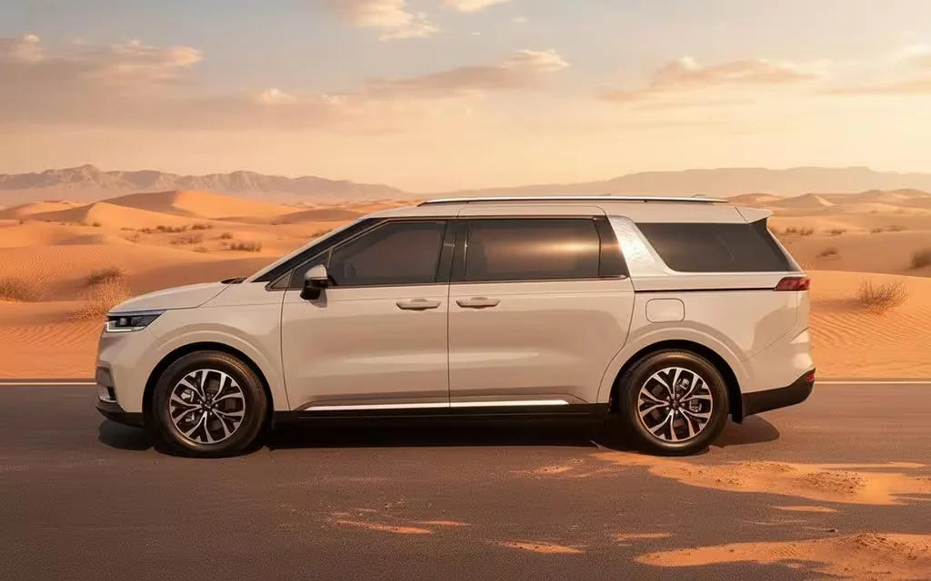 Kia Carnival 2023 Grey side profile – rental in Dubai