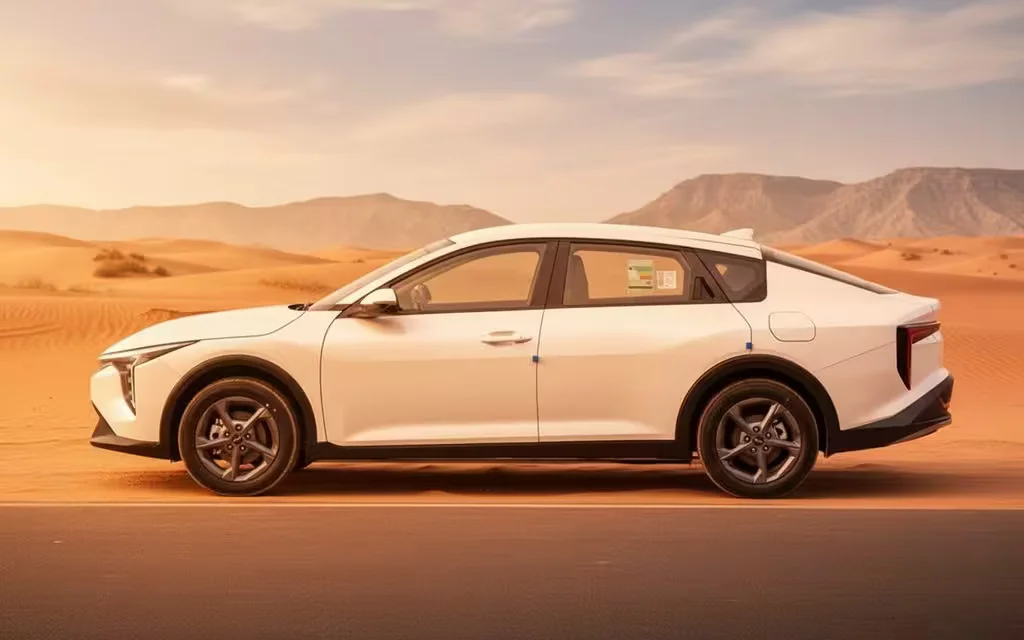 Kia K4 2026 White side profile – rental in Dubai
