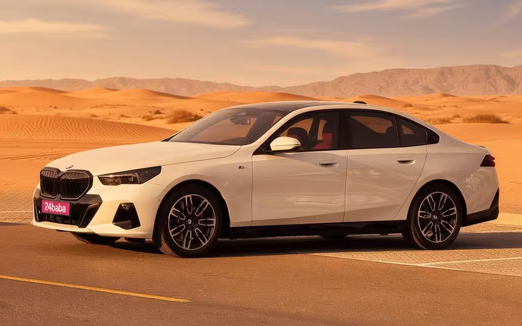 Bmw 520 2024 White side profile – rental in Dubai