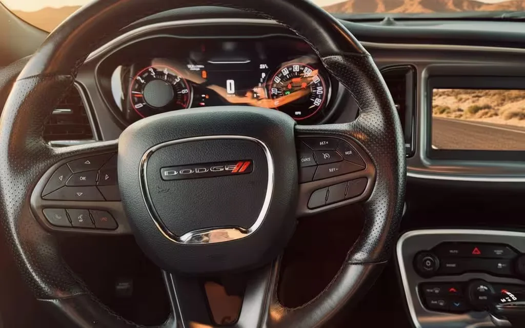 Dodge Challenger 2021 interior view showing trim – rental in Dubai