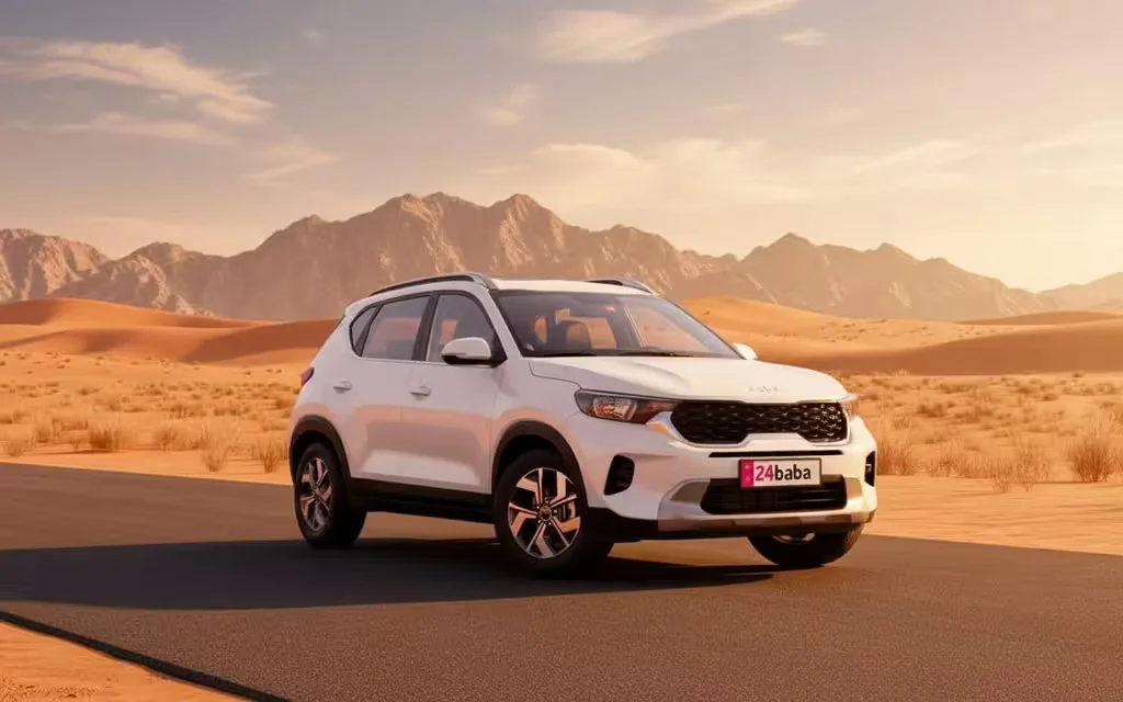 Kia Sonet 2023 White front view with headlights