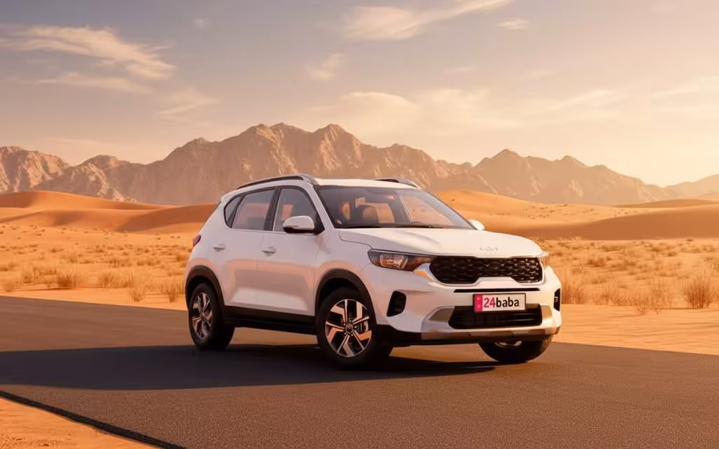 Kia Sonet 2023 White front view with headlights