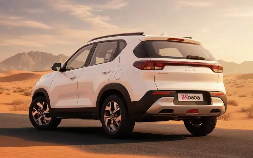 Kia Sonet 2023 White rear view showing taillights