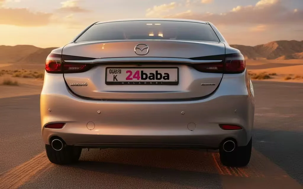 Mazda 6 2024 Silver rear view showing taillights – rental in Dubai