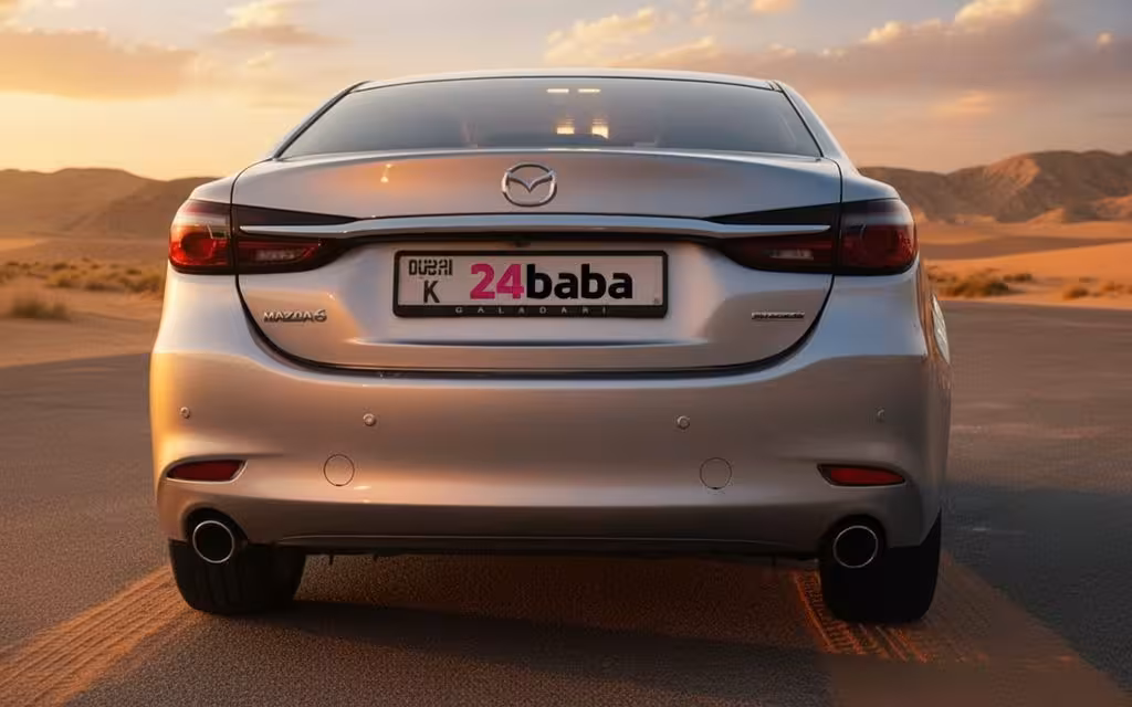 Mazda 6 2024 Silver rear view showing taillights – rental in Dubai