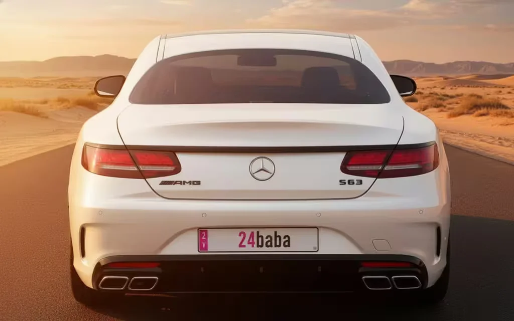 Mercedes S63 2025 White rear view showing taillights