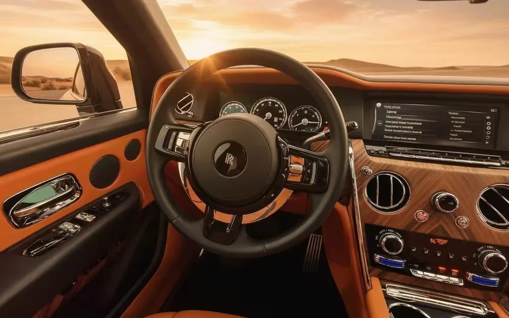 RollsRoyce Cullinan 2023 interior view showing trim – rental in Dubai