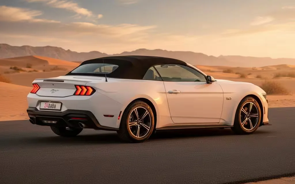 Ford Mustang 2024 White side profile – rental in Dubai