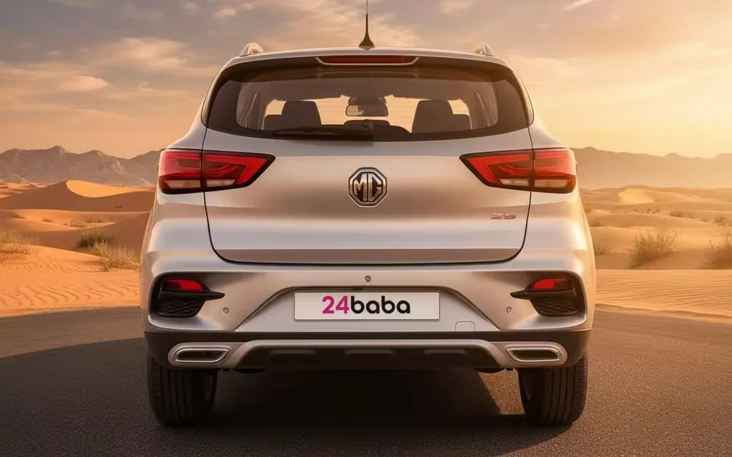 Mg Zs 2023 Grey rear view showing taillights – rental in Dubai