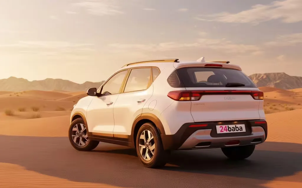 Kia Sonet 2022 White rear view showing taillights