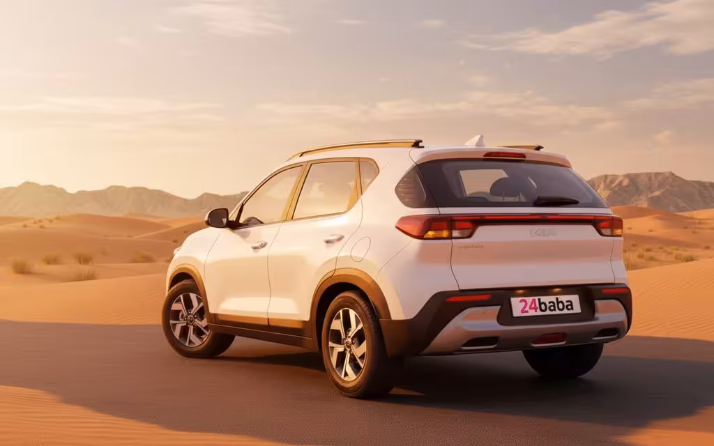 Kia Sonet 2022 White rear view showing taillights