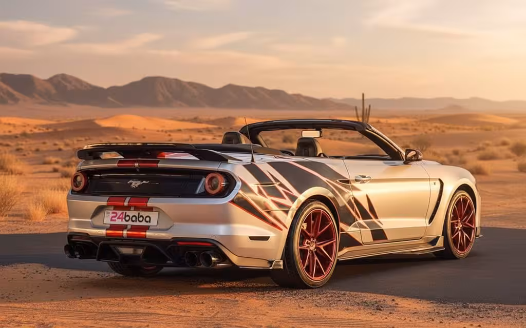 Ford Mustang 2025 Silver side profile – rental in Dubai