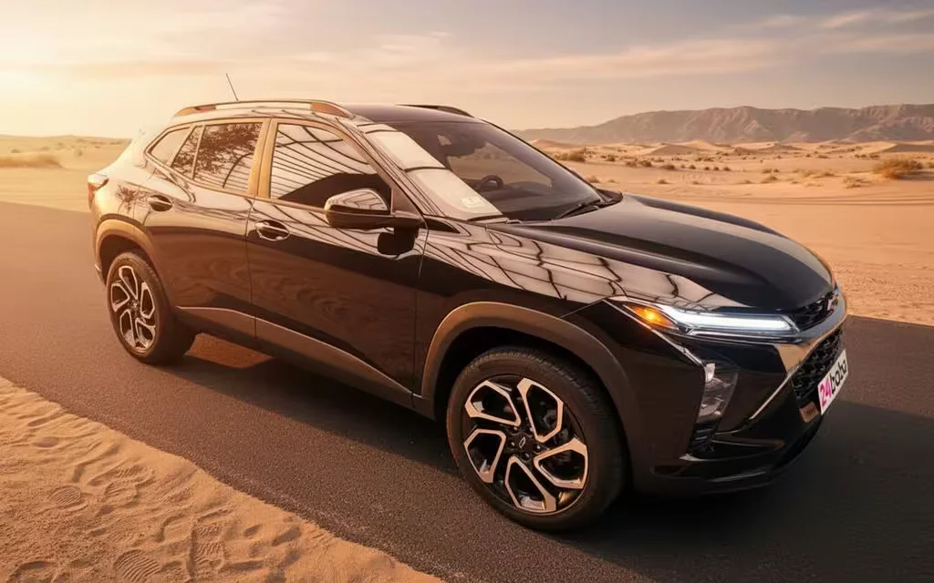 Chevrolet Trax 2024 Black side profile – rental in Dubai